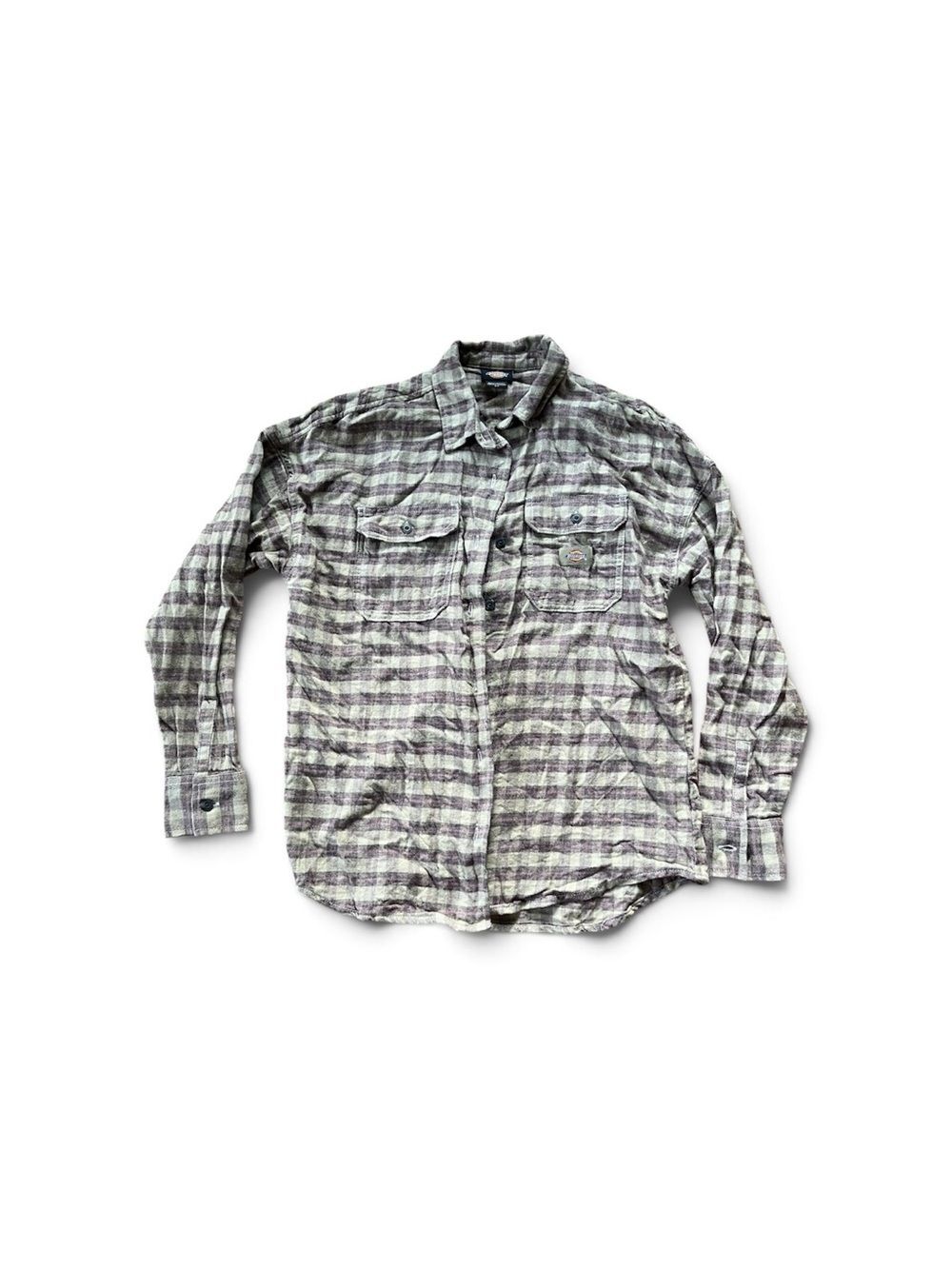 Dickies Light Gray and Lavender Plaid Button-Front Shirt